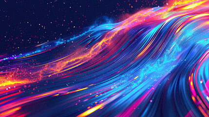 Wall Mural - abstract background vibrant colors lines streaks flow energy movement dynamic digital art modern fut