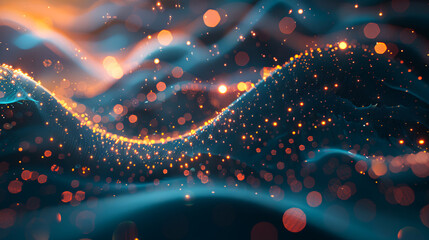 Wall Mural - abstract digital landscape wave particles background big data futuristic illustration technology bac