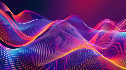 Wall Mural - abstract colorful wave background with connecting dots and lines network connection structure big da