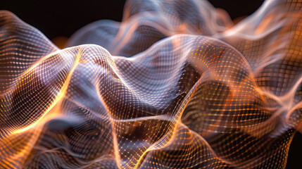 Wall Mural - abstract wave background digital data structure gold particles flow analysis and transmission futuri