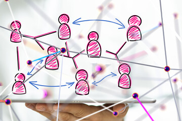 abstract technology group and data 3d