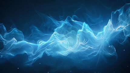Wall Mural - abstract blue wave background with light particles digital art futuristic illustration technology co