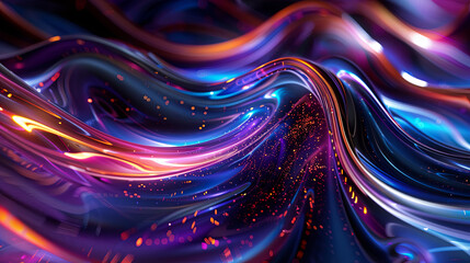 Wall Mural - abstract background with colorful wavy swirling liquid fluid and particles modern banner wallpaper
