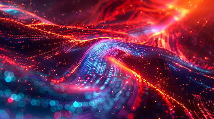 Wall Mural - abstract digital wave particles background futuristic illustration data flow cyber technology big da