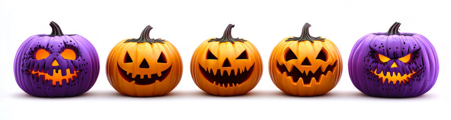 Poster - Set pumpkin on white background. The main symbol of the Happy Halloween holiday. Pumpkin with smile for your design for the holiday Halloween.