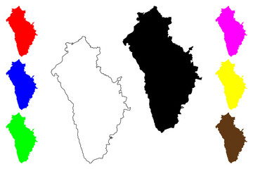  Neu-Ulm district (Federal Republic of Germany, rural district Swabia, Free State of Bavaria) map vector illustration, scribble sketch Neu Ulm map