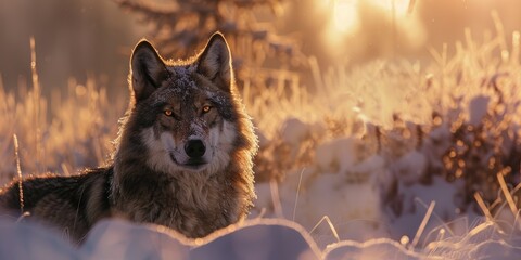 Poster - Wolf in peaceful snowy isolation