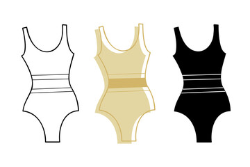 Wall Mural - A small set with a one-piece swimsuit in different colors. Clip art for your projects.