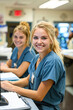 © Kowit - Two women in blue scrubs are smiling at the camera