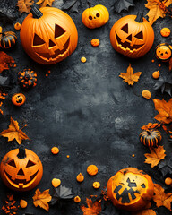 Wall Mural - Halloween concept background pumkins