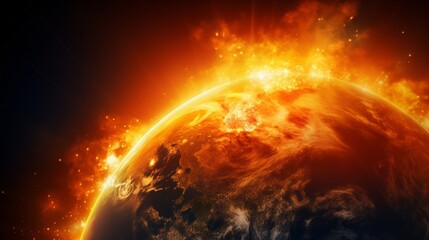 Wall Mural - fiery planets and cosmic explosions.