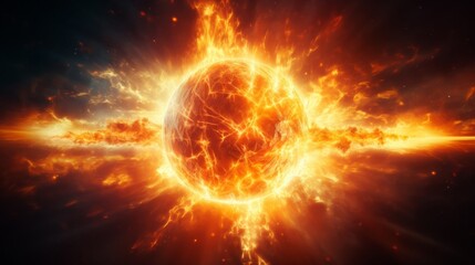 Wall Mural - fiery planets and cosmic explosions.