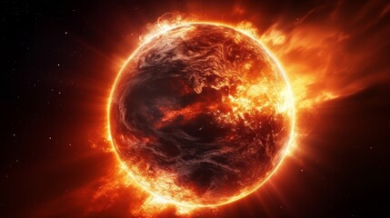 Wall Mural - fiery planets and cosmic explosions.