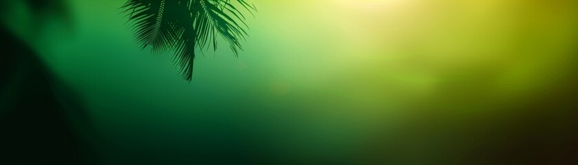 Wall Mural - Palm Leaf Silhouette Against a Green Gradient, green , background , tropical , nature