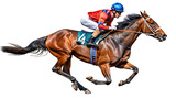 horse racer isolated on transparent background ,horse racing  WHITE BACKGROUND. AI GENERATED