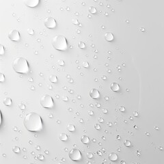 Wall Mural - Water Droplets Abstract, White Background, Macro Photography, Water, Texture, Abstract, Background