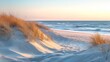 © coco - Dunes by the beach with gentle waves at sunset