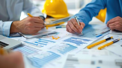Wall Mural - generate a photo realistic image of a construction project team in a session discussing budgeting st