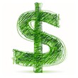 © BackgroundHolic - Hand drawing of a green money symbol in crayon texture isolated on white paper, concept of ecology, business, trade, stock trading, money, dollar.