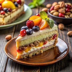 Canvas Print - Cake with berries.
