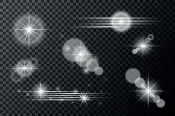 Wall Mural - set of transparent lens flare and light effects. vector illustration