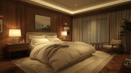 Canvas Print - Cozy Bedroom Interior with Elegant Design