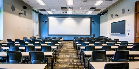 Poster - corporate training room, blank clean whiteboard 