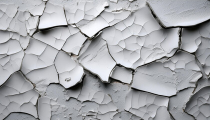 Wall Mural - Cracked and peeling white paint on wall. Abstract backdrop.