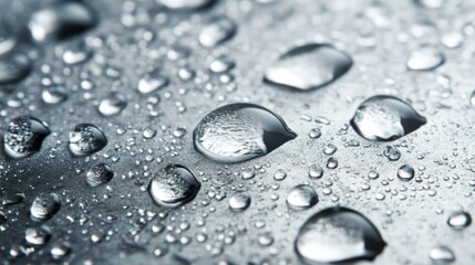 Wall Mural - Water Droplets on a Shiny Surface