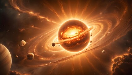 Wall Mural - Outer space with alien planets and explosion