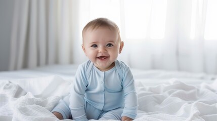 Canvas Print - The smiling baby on bed