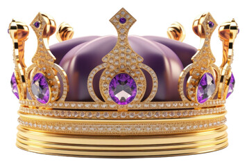 Canvas Print - PNG King crown jewelry purple gold.