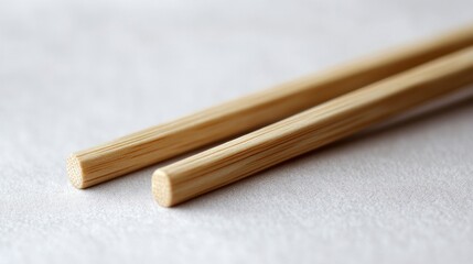 Poster - Close-Up of Wooden Chopsticks on White Fabric