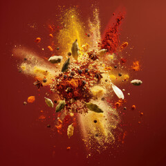 exploding spices in the air