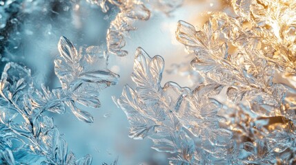 Wall Mural - Crystalline Frost Formations on Window Pane