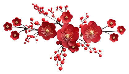 Poster - PNG Chinese decoration flower plant.