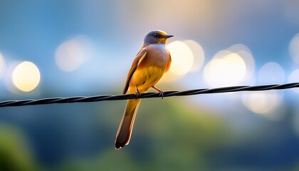 Wall Mural - bird on wire, AI generated