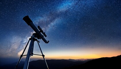 looking at the sky with telescope, ai generated