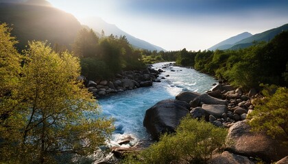 Poster - wild river landscape, AI generated