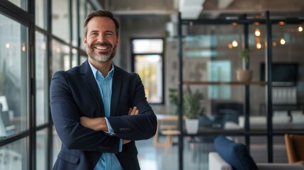 Wall Mural - The smiling businessman in office