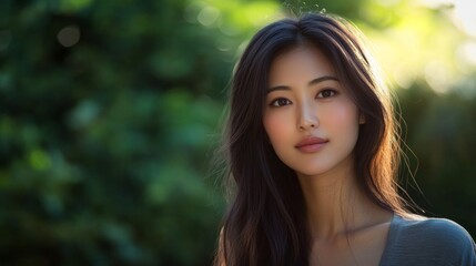 A woman with long dark hair and a beautiful smile