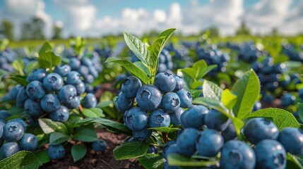 Canvas Print - Fresh Blueberries Ready for Harvest.