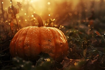 Canvas Print - halloween pumpkin in the forest