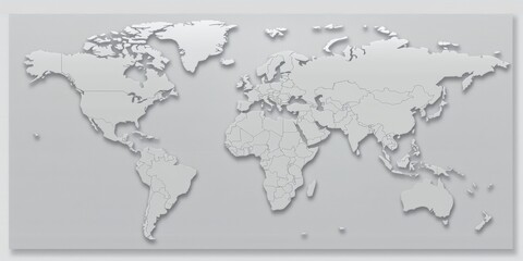 Wall Mural - a map of the world is shown in black and white. the map is very detailed and shows the borders of ea
