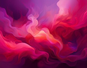 Wall Mural - Generative AI illustration of Dramatic smoke and fog in contrasting vivid red, and purple, viva magenta colors. Vivid and intense abstract background or wallpaper