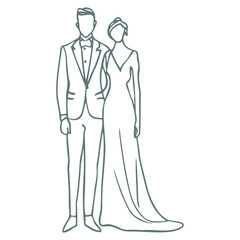 Wall Mural - bride and groom in formal wedding attire