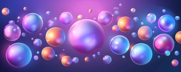 Wall Mural - Abstract Colorful 3D Spheres on Purple Gradient Background