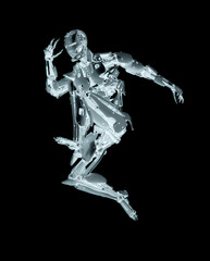 Sticker - cyborg jumping in action