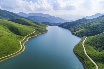 Wall Mural - Sustainable dam projects can protect natural landscapes while producing renewable energy and ensuring access to vital water resources for future generations.