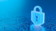 © Tackey - Digital security concept with a translucent padlock sitting on a keyboard, symbolizing data protection and cybersecurity.